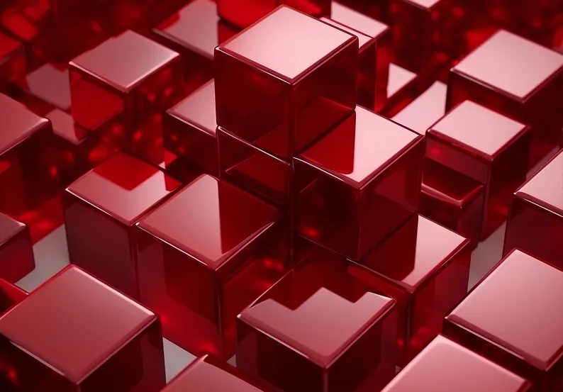 3D geometric shapes in red